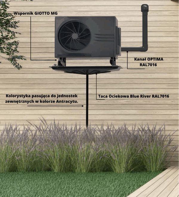 Wspornik-scienny-GIOTTO-MG-160-EVO,-uchwyt---160kg,-RAL7016-Antracyt,-bez-belki-montazowej---grafika-z-propozycja-montazu-z-antracytowa-jednostka-zewnetrzna-oraz-taca-ociekowa-w-tym-samym-kolorze. Wspornik-scienny-GIOTTO-MG-160-EVO,-uchwyt---160kg,-RAL7016-Antracyt,-bez-belki-montazowej---grafika-z-propozycja-montazu-z-antracytowa-jednostka-zewnetrzna-oraz-taca-ociekowa-w-tym-samym-kolorze.